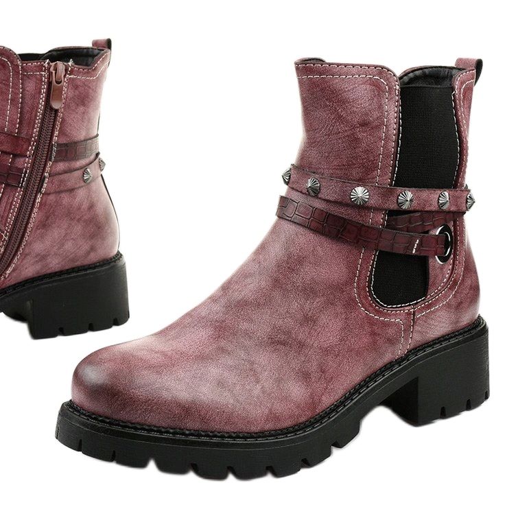 Botas rosas con aislamiento plano y cremallera Siempleglam 1