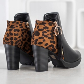 Goodin Botas cálidas con estampado de leopardo marrón negro 2