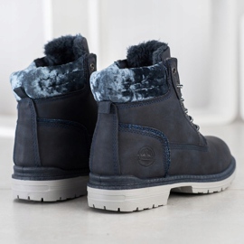 SHELOVET Botas de montaña con parte superior de terciopelo azul marino plata 2