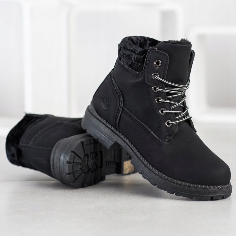 SHELOVET Botas de montaña con parte superior de terciopelo negro 2