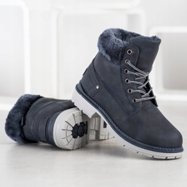 SHELOVET Botas de montaña con piel azul marino 1