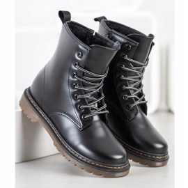 SHELOVET Botas de cuero ecológico negro 3