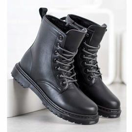 SHELOVET Botas de cuero ecológico negro 1