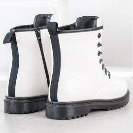 SHELOVET Botas de cuero ecológico blanco negro 3
