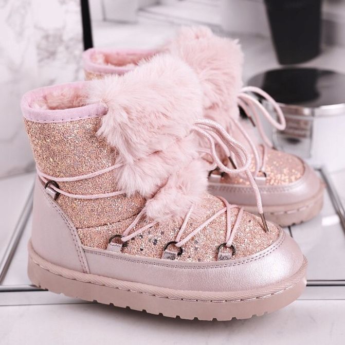 Botas de nieve para niños con piel Minnie Mouse rosa claro 2