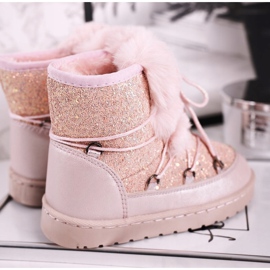 Botas de nieve para niños con piel Minnie Mouse rosa claro rosado 4