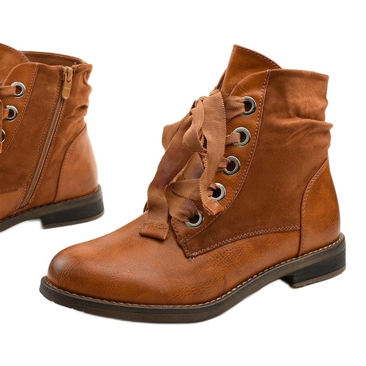 Botas planas camel con cremallera, polipiel Stechford marrón amarillo 1