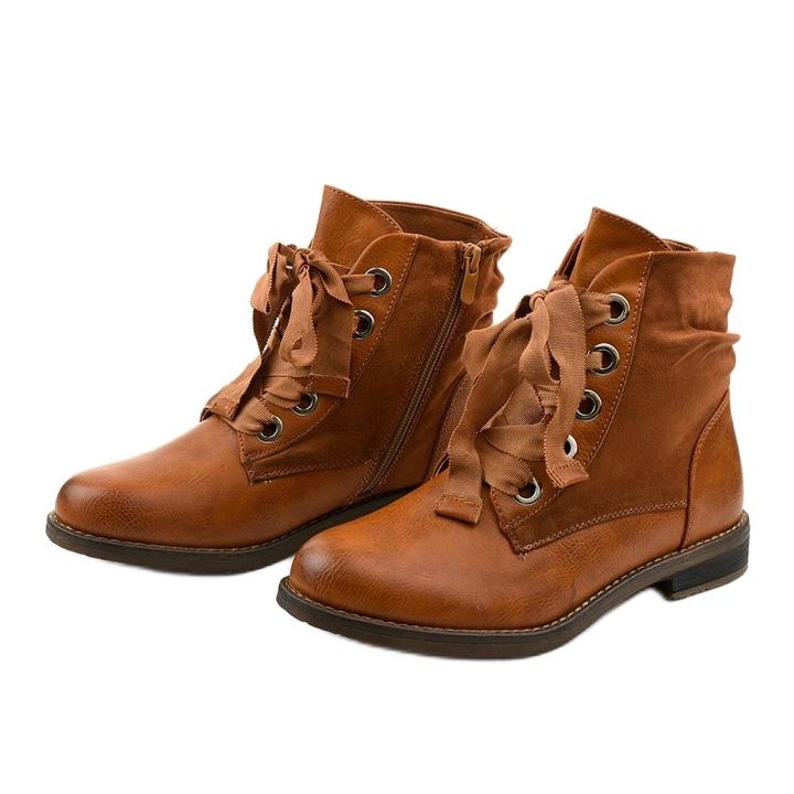 Botas planas camel con cremallera, polipiel Stechford marrón amarillo 2