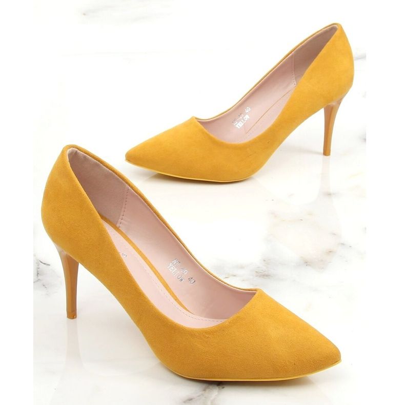 Zapatos de salón con tacón cómodo, miel NF-49P Amarillo multicolor 2