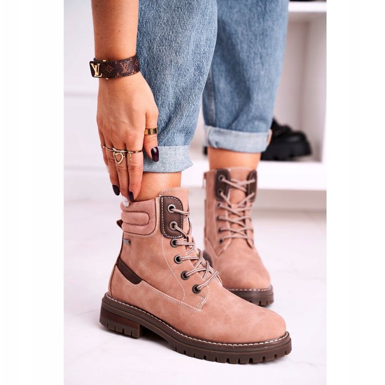 Mujeres Warm Workers Trappers Pink Timber beige marrón rosa 1