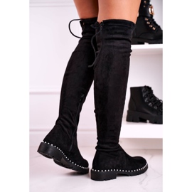 Isabel Black Botas por encima de la rodilla negras de ante negro 3