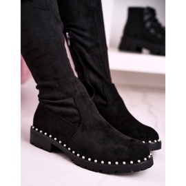 Isabel Black Botas por encima de la rodilla negras de ante negro 5