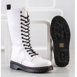 SHELOVET Botas Blancas Altas blanco negro 2