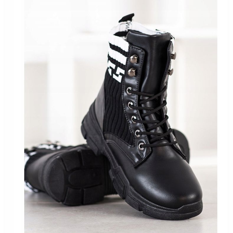 SHELOVET Trabajadores de la moda con cordones blanco negro 1