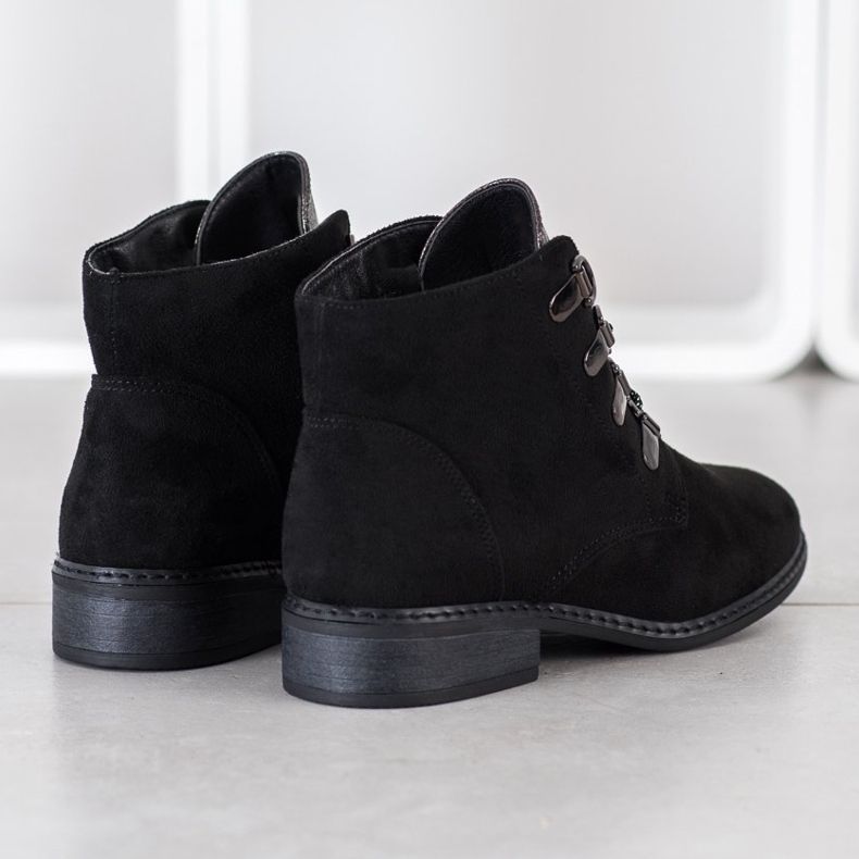 Goodin Botas elegantes con cordones negro plata 1 Goodin Botas elegantes con cordones negro plata 1