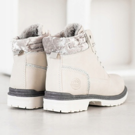 SHELOVET Botas de montaña con parte superior de terciopelo beige plata 1