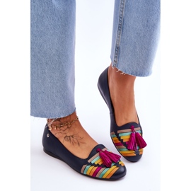 Bailarinas Maciejka Piel Con Flecos Azul Marino 04016-17 multicolor 4