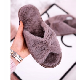 Pantuflas de Mujer Pantuflas de Piel Lazo Gris 4