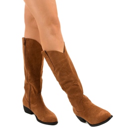 Botas altas en ante camel de Evelralla cowboy boots marrón multicolor 1
