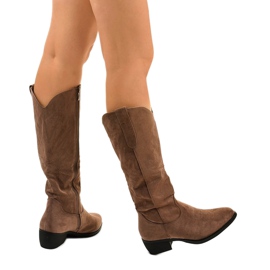 Bota cowboy Evelralla alta ante caqui verde 3