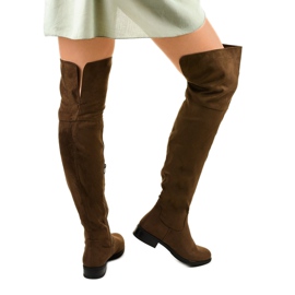 Botas por encima de la rodilla caqui planas de Wysless verde 2
