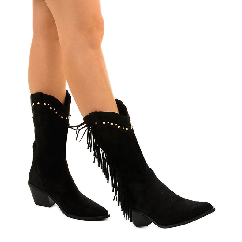 Botas boho en piel de ante negras de Loneflare negro 1 Botas boho en piel de ante negras de Loneflare negro 1