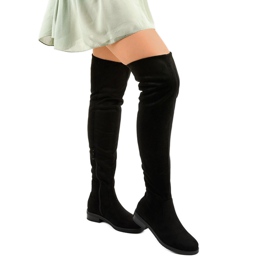 Botines planos negros con parte superior larga Aeleos 1 Botines planos negros con parte superior larga Aeleos 1