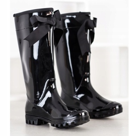 SHELOVET Chanclos lacados con lazo negro 1