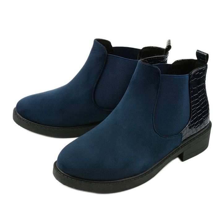 Botas planas de ante azul marino Herkrana 2