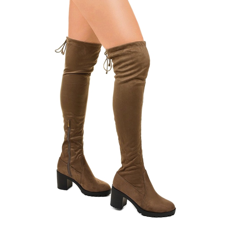 Botas de gamuza en el poste del caqui de Hekran verde 1