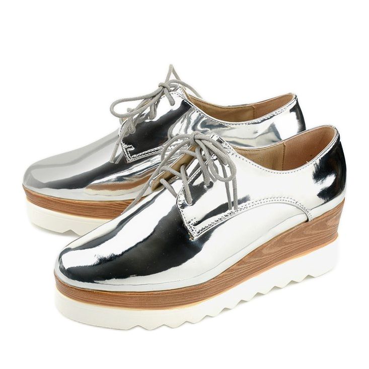 Zapatos plateados sin cordones con tachuelas GF-FD9 plata 2