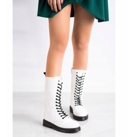 SHELOVET Botas Blancas Altas blanco negro 3