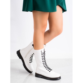 SHELOVET Botas Blancas Altas blanco negro 4