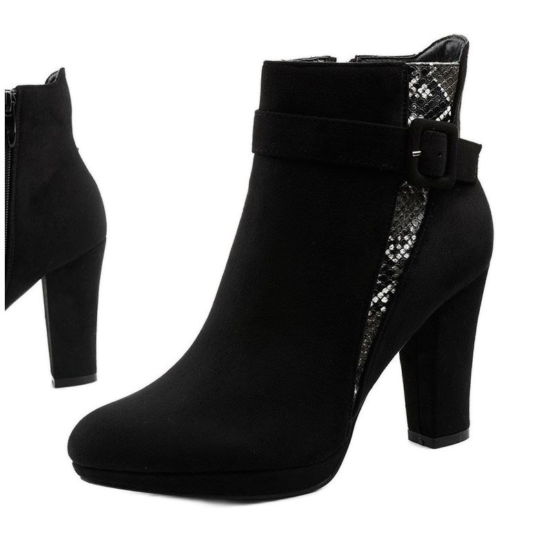 Botas negras en el poste con gamuza ecológica Lysianassa negro 1