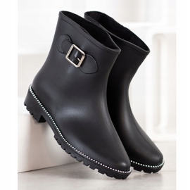 SHELOVET Chanclos con zirconia cúbica negro 1