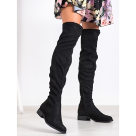 Kayla Botas de gamuza hasta el muslo negro 1