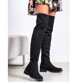 Kayla Botas de gamuza hasta el muslo negro 3
