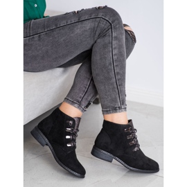 Goodin Botas elegantes con cordones negro plata 3