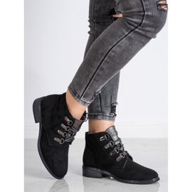 Goodin Botas elegantes con cordones negro plata 4