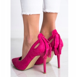 Goodin Stilettos elegantes con flecos rosado 5