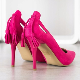 Goodin Stilettos elegantes con flecos rosado 2