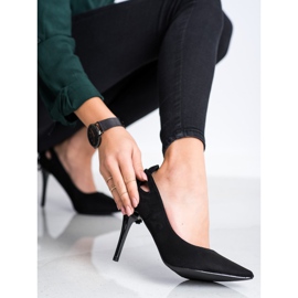 Goodin Stilettos elegantes con flecos negro 2
