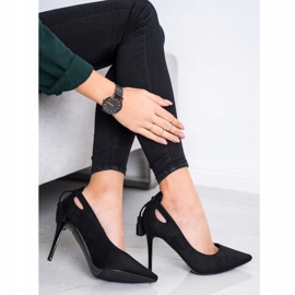 Goodin Stilettos elegantes con flecos negro 1