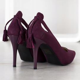 Goodin Stilettos elegantes con flecos violeta 4