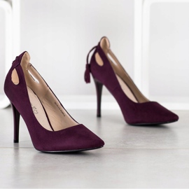 Goodin Stilettos elegantes con flecos violeta 5