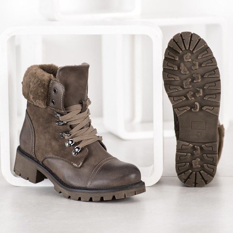 Super Mode Botas cálidas y atadas gris 1 Super Mode Botas cálidas y atadas gris 1