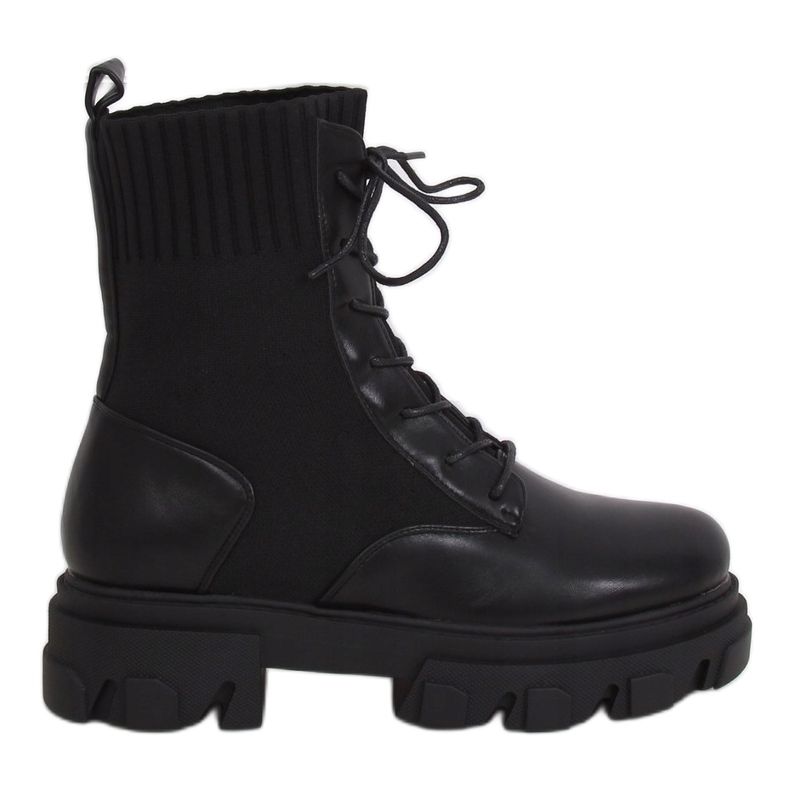 SEA Botas con cordones para mujer con calcetín NS156 Black My Need negro 3