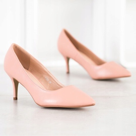 SHELOVET Zapatos de salón con cuero ecológico rosa 2