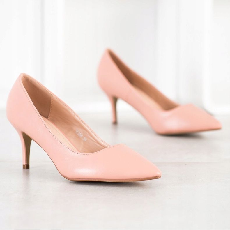 SHELOVET Zapatos de salón con cuero ecológico rosado 2