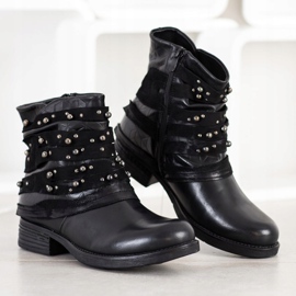 Queentina Botas cómodas con adornos negro 1 Queentina Botas cómodas con adornos negro 1